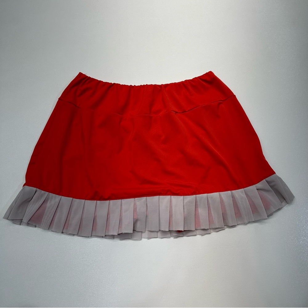 Chrissie by Tail Sheer Ruffle Trim Skort Red Womens Size Large